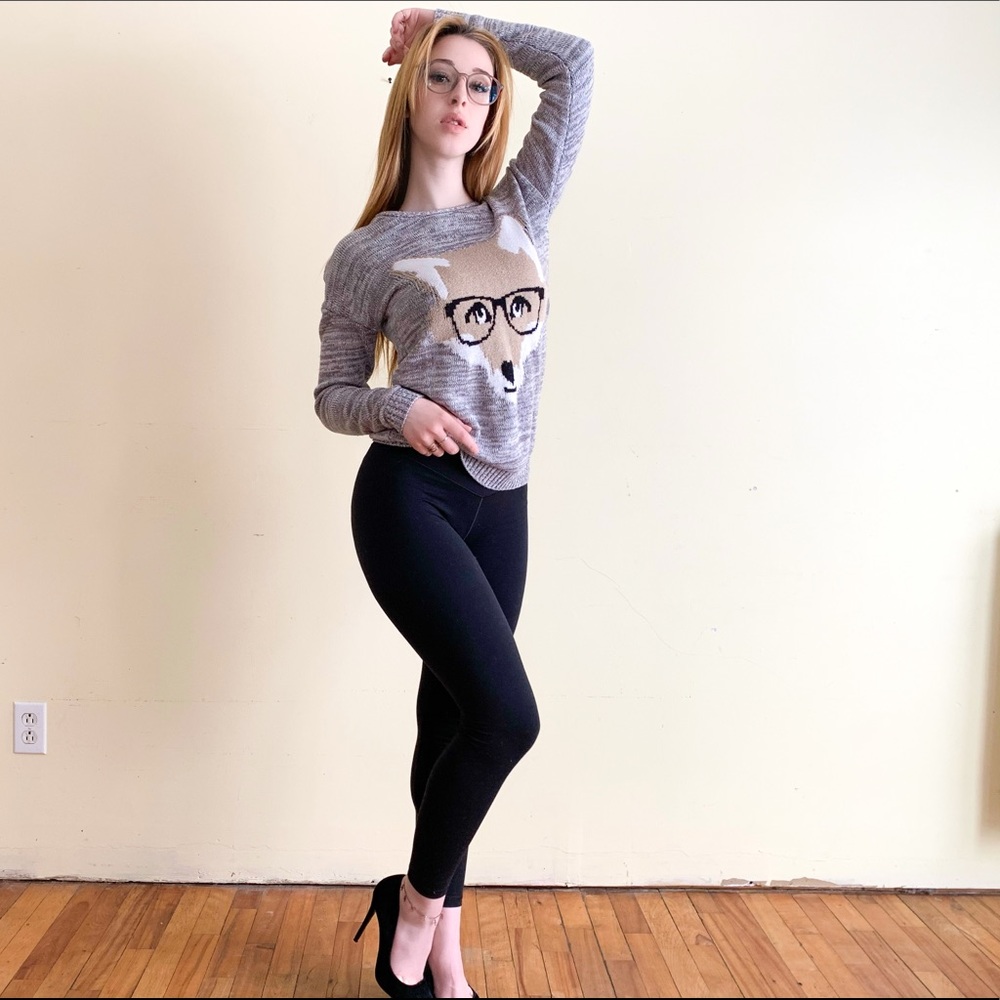 Grey Sweater with Animal Design